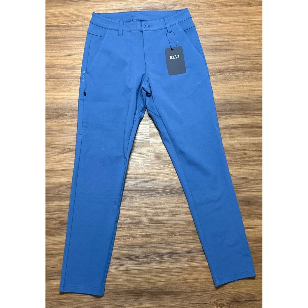 BYLT Premium Basics Mens Everyday Pant 2.0 Slim Fit Blue Performance Sz 31x31